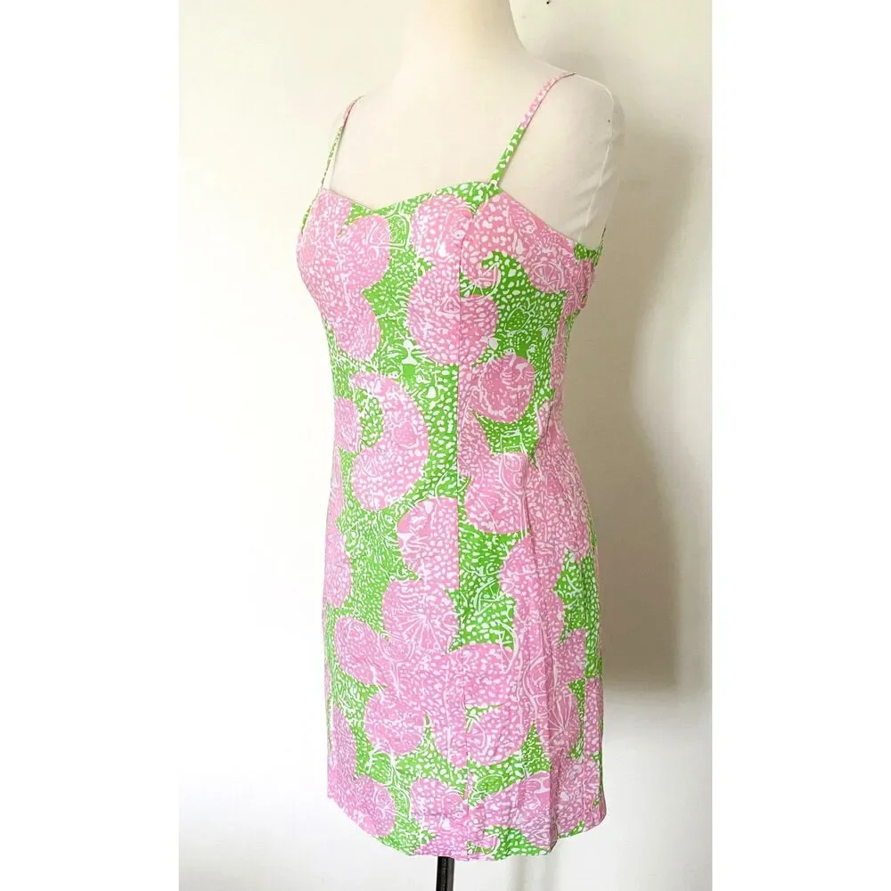 Lilly Pulitzer McCallum Limeade Cheat Ya Pink Green Tie Back Mini Sundress Sz 2 - Picture 5 of 11